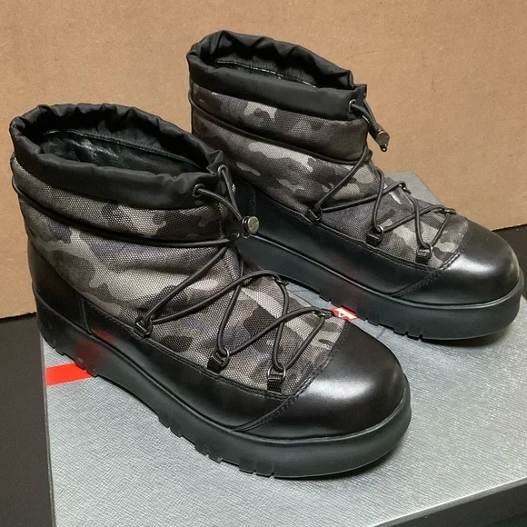 Prada Nylon Camo Boots | Luxury Streetwear Winter Shoes - Picture 4 of 15
